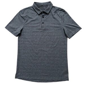 Lululemon Polo Shirt Mens Size S Evolution Short Sleeve Performance Gray Striped
